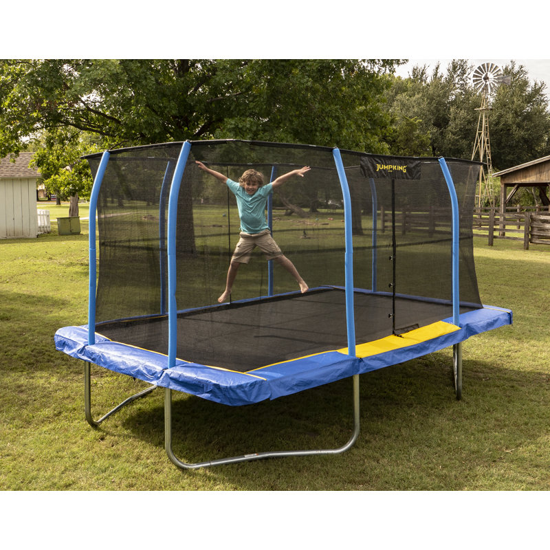 YJ USA JumpKing 10 x 14 Foot Enclosed Rectangular Trampoline with G3